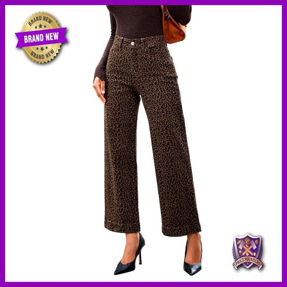 Denim - High Waisted Wide Leg Jeans Stretchy Denim Ankle Length 28 Inseam
